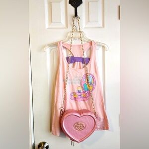 Hot Topic Polly Pocket Bow Back Girls Tank Top AND Heart Crossbody Bag